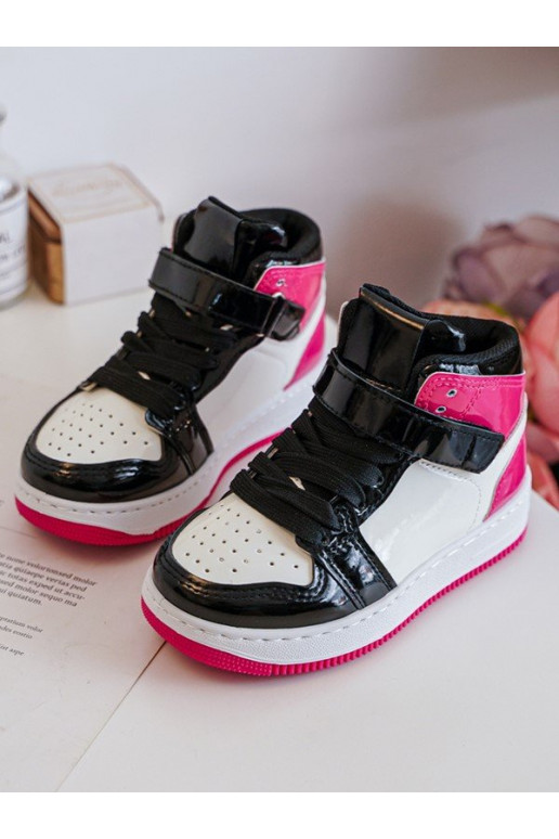 Scarpe sportive per bambini con effetto laccato nel colore rosa-bianco Milara Scarpe sportive per bambini con effetto laccato nel colore rosa-bianco Milara