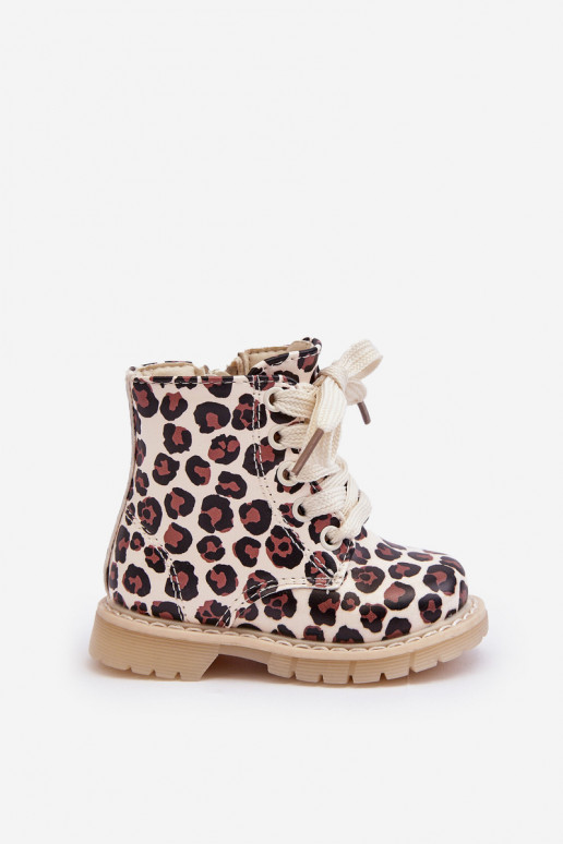 stivali per bambini riscaldati con cerniere colore beige-marrone Dolida