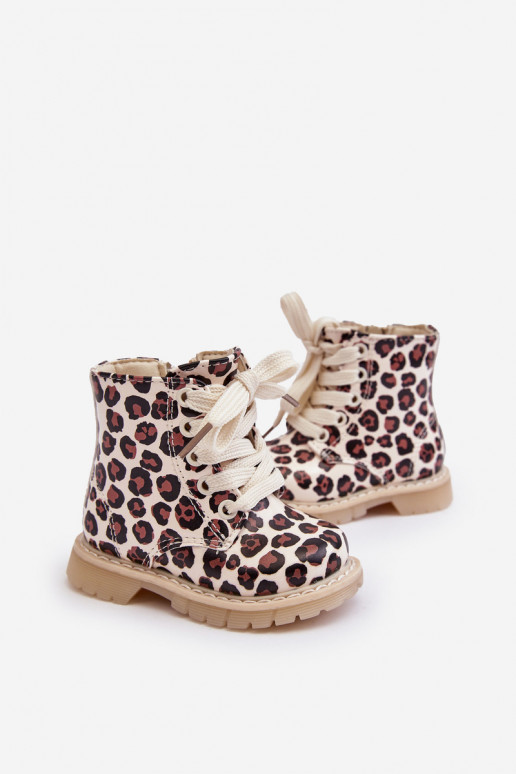 stivali per bambini riscaldati con cerniere colore beige-marrone Dolida