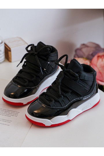 Sneakers da bambino con lacci Darina nera e rossa