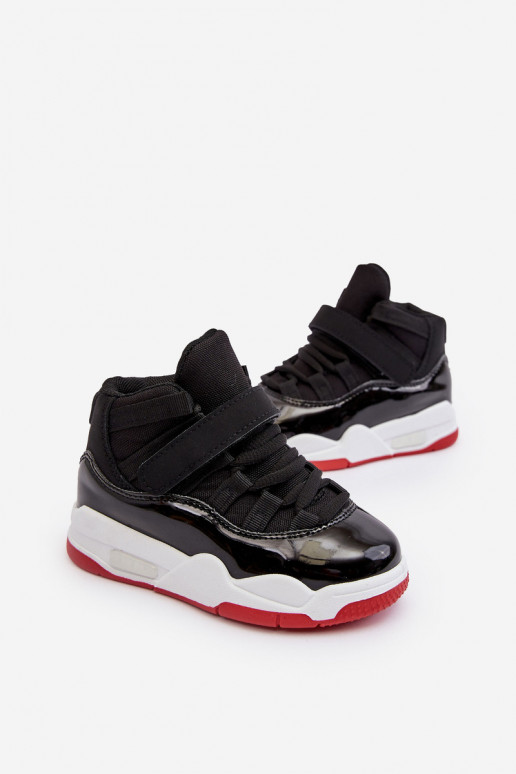 Sneakers da bambino con lacci Darina nera e rossa