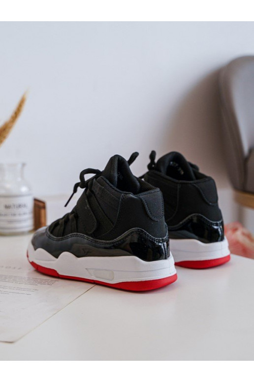 Sneakers da bambino con lacci Darina nera e rossa
