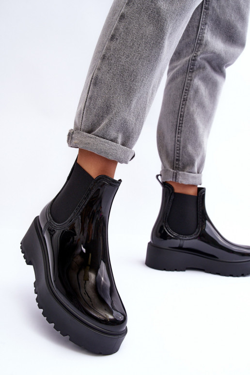 con effetto vernice Scarpe in gomma Stivali con plateau Big Star MM274395 colore nero con effetto vernice Scarpe in gomma Stivali con plateau Big Star MM274395 colore nero