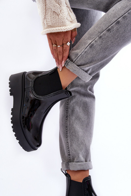 con effetto vernice Scarpe in gomma Stivali con plateau Big Star MM274395 colore nero con effetto vernice Scarpe in gomma Stivali con plateau Big Star MM274395 colore nero