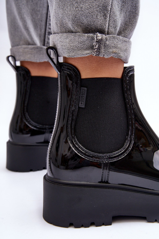 con effetto vernice Scarpe in gomma Stivali con plateau Big Star MM274395 colore nero con effetto vernice Scarpe in gomma Stivali con plateau Big Star MM274395 colore nero