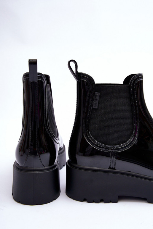 con effetto vernice Scarpe in gomma Stivali con plateau Big Star MM274395 colore nero con effetto vernice Scarpe in gomma Stivali con plateau Big Star MM274395 colore nero