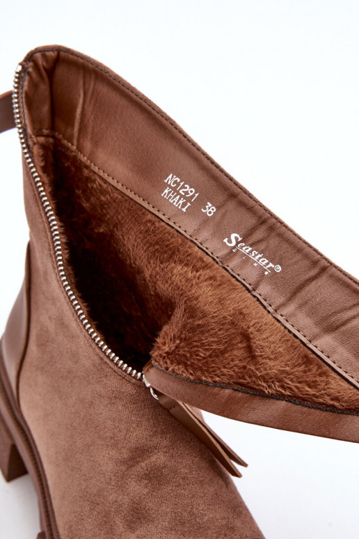 Stivali in pelle scamosciata con cerniere beige Kandell Stivali in pelle scamosciata con cerniere beige Kandell