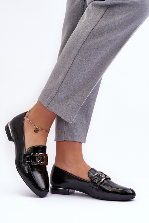 mocassini da donna effetto lacca con ornamenti in nero Camilena