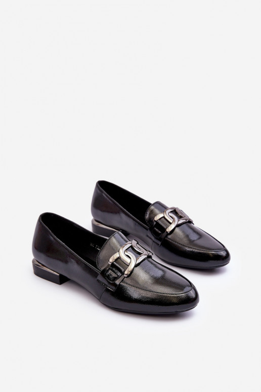 mocassini da donna effetto lacca con ornamenti in nero Camilena