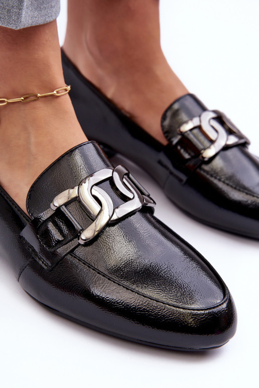 mocassini da donna effetto lacca con ornamenti in nero Camilena