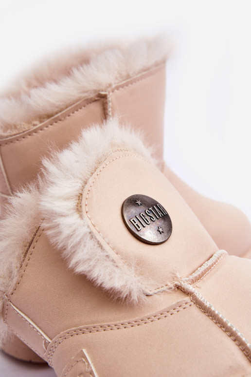 Doposci per bambini riscaldati con pelliccia all'interno beige Big Star MM374084