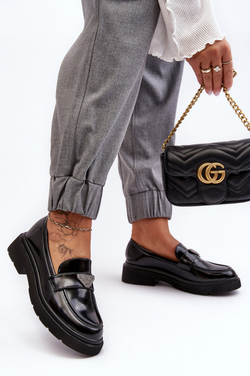 scarpe Mocassini con tacco largo in colore nero Venla