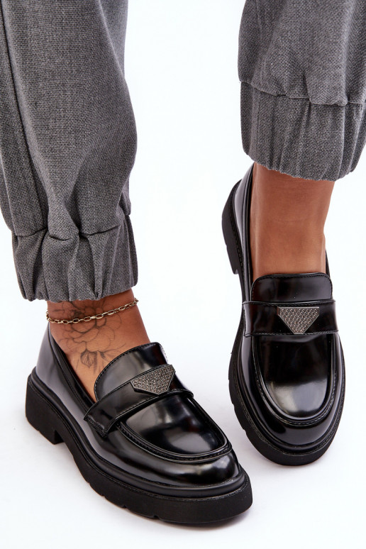 scarpe Mocassini con tacco largo in colore nero Venla