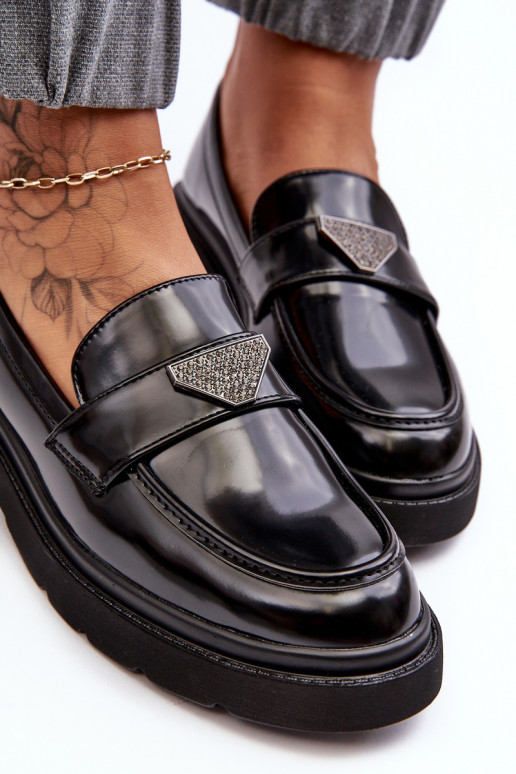 scarpe Mocassini con tacco largo in colore nero Venla