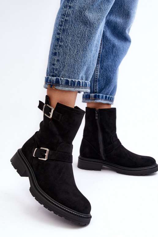 Stivaletti con fibbia e tacco largo da donna Bliggore di colore nero Stivaletti con fibbia e tacco largo da donna Bliggore di colore nero