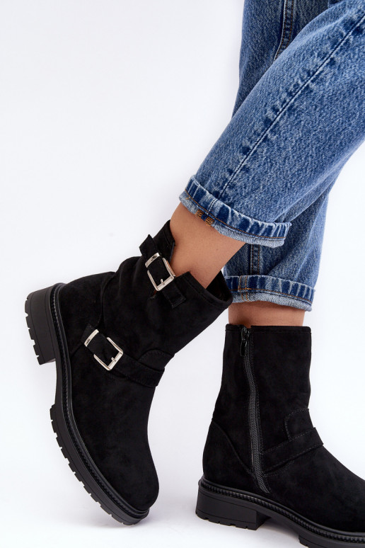 Stivaletti con fibbia e tacco largo da donna Bliggore di colore nero Stivaletti con fibbia e tacco largo da donna Bliggore di colore nero