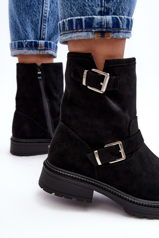 Stivaletti con fibbia e tacco largo da donna Bliggore di colore nero Stivaletti con fibbia e tacco largo da donna Bliggore di colore nero