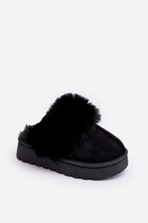 Ciabatte da bambino con pelliccia in colore nero Birasta