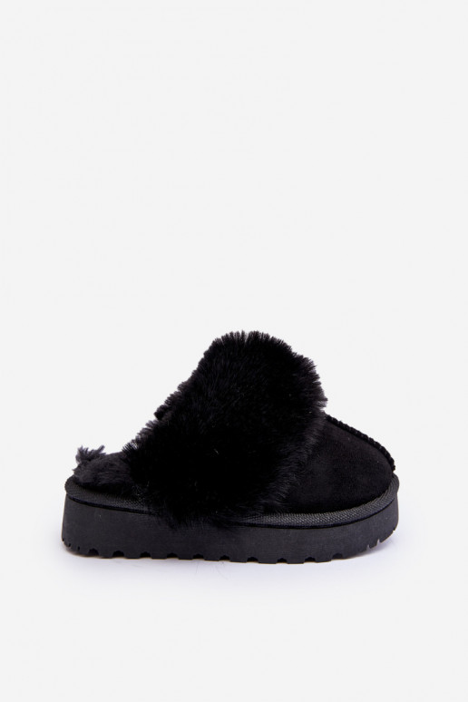 Ciabatte da bambino con pelliccia in colore nero Birasta