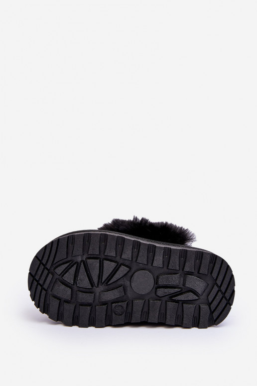 Ciabatte da bambino con pelliccia in colore nero Birasta