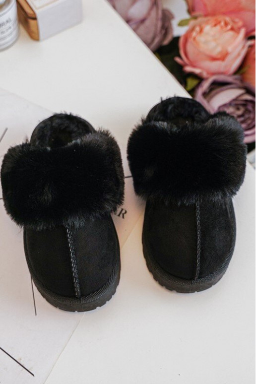 Ciabatte da bambino con pelliccia in colore nero Birasta
