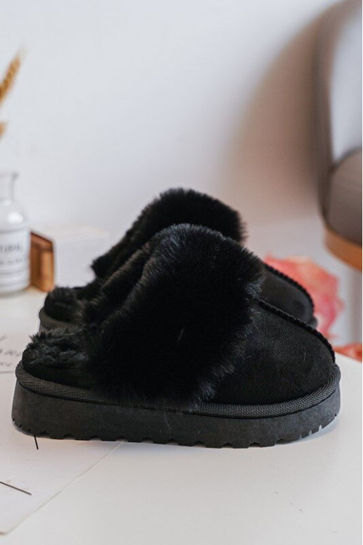 Ciabatte da bambino con pelliccia in colore nero Birasta