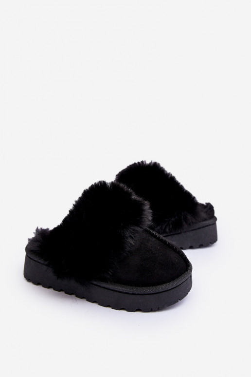 Ciabatte da bambino con pelliccia in colore nero Birasta