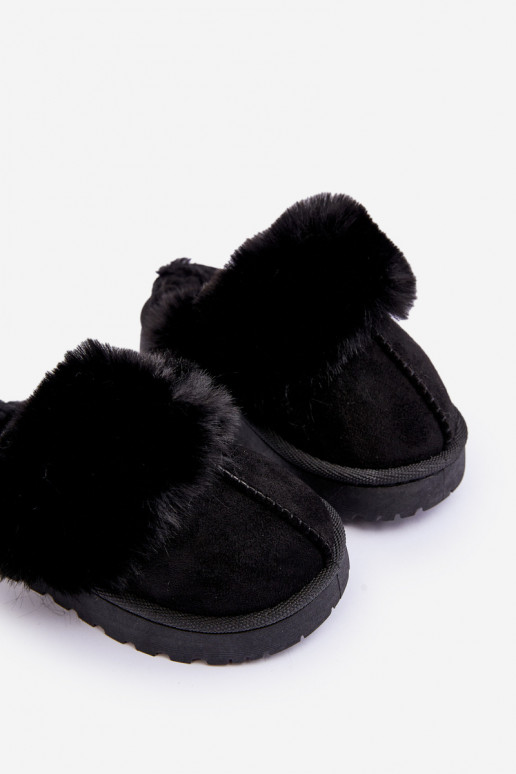 Ciabatte da bambino con pelliccia in colore nero Birasta
