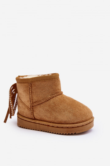 Caldi stivali invernali per bambini con frange in colore marrone Mikyla 2