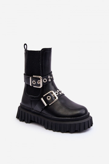 stivali eleganti con cerniere Colore nero per bambini Adeneia