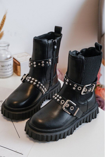 stivali eleganti con cerniere Colore nero per bambini Adeneia 2