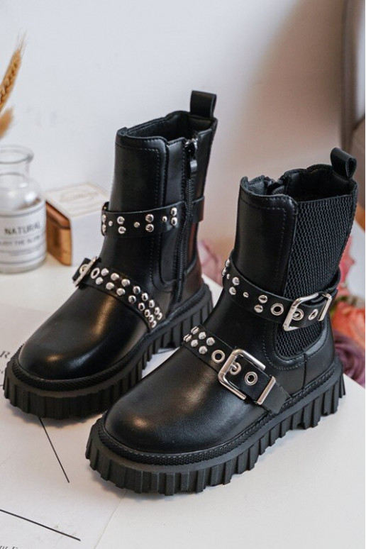 stivali eleganti con cerniere Colore nero per bambini Adeneia