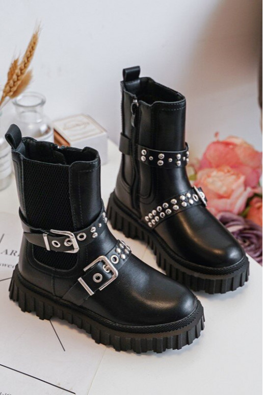 stivali eleganti con cerniere Colore nero per bambini Adeneia