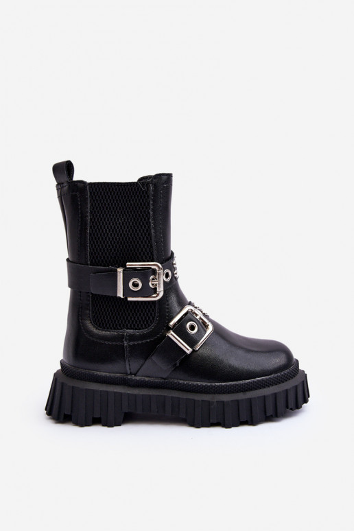 stivali eleganti con cerniere Colore nero per bambini Adeneia