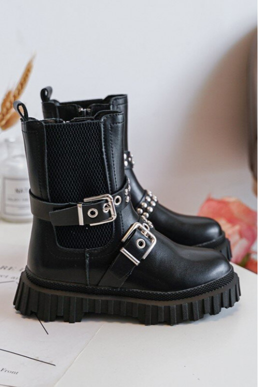 stivali eleganti con cerniere Colore nero per bambini Adeneia