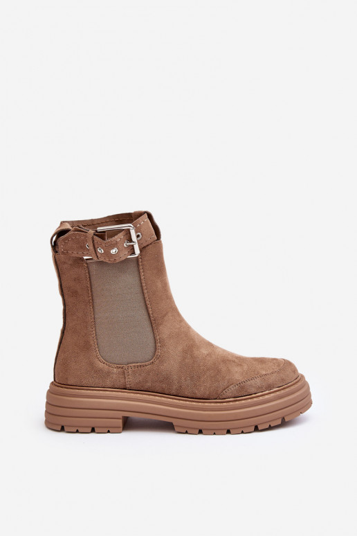 eleganti stivali in pelle scamosciata con suole massicce alla moda in beige Ozaro eleganti stivali in pelle scamosciata con suole massicce alla moda in beige Ozaro