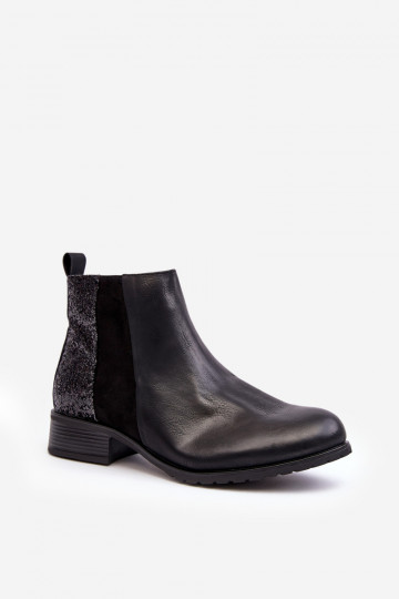 Stivali con tacco largo con scaglie lucide in nero Messio 2