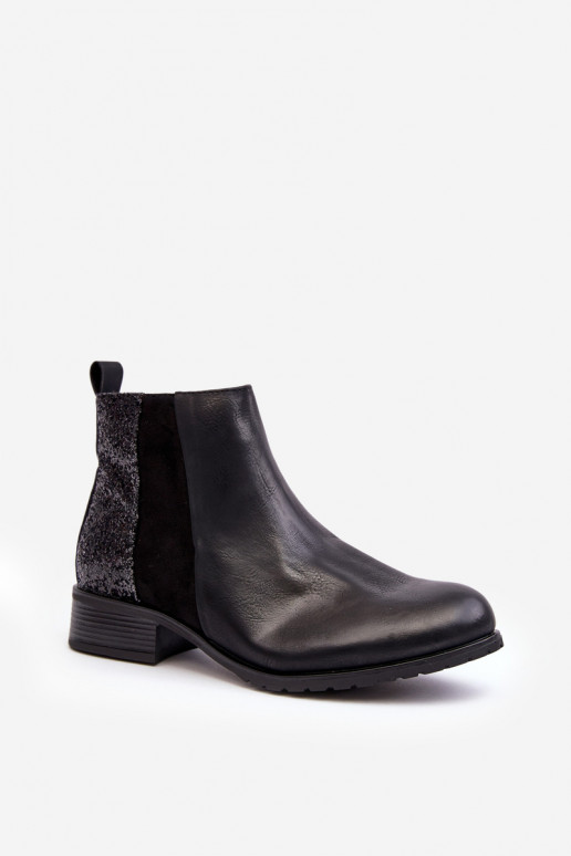 Stivali con tacco largo con scaglie lucide in nero Messio Stivali con tacco largo con scaglie lucide in nero Messio