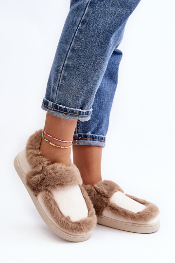 Pantofole con pelliccia beige Sailey