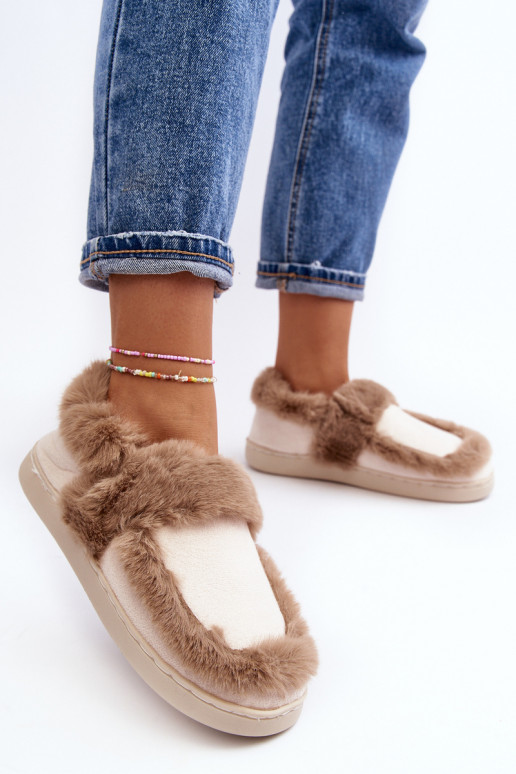 Pantofole con pelliccia beige Sailey