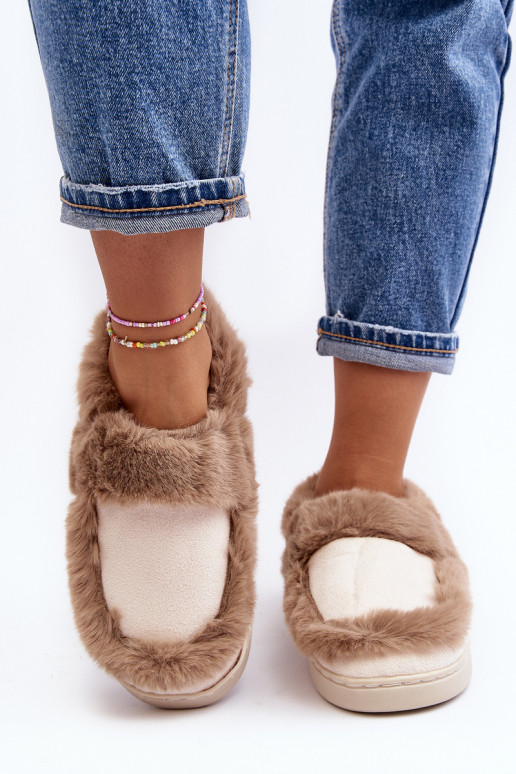 Pantofole con pelliccia beige Sailey