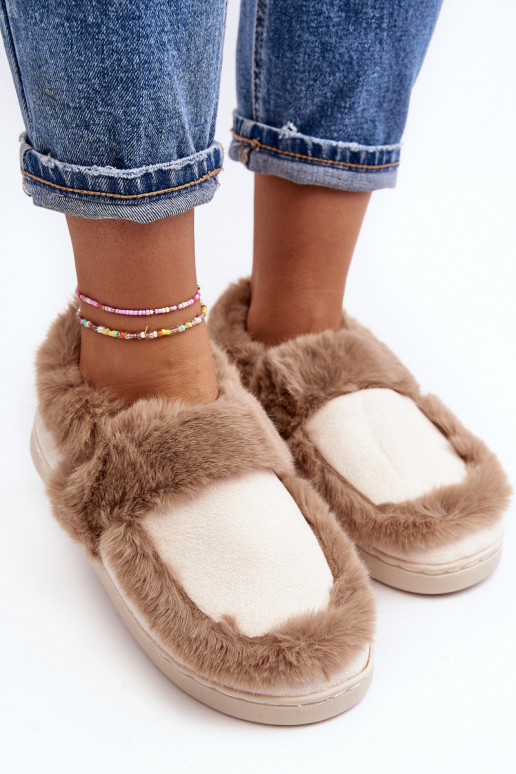 Pantofole con pelliccia beige Sailey