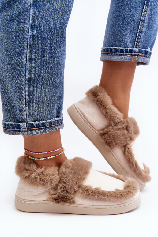 Pantofole con pelliccia beige Sailey