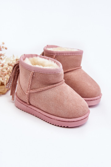 Caldi stivali invernali per bambini con frange rosa Mikyla 2