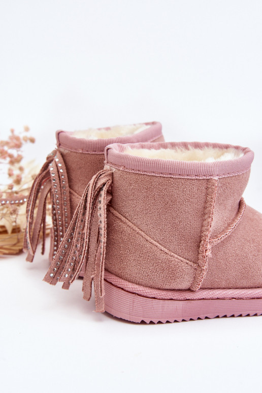 Caldi stivali invernali per bambini con frange rosa Mikyla