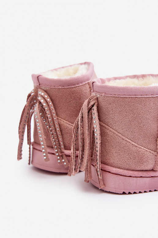 Caldi stivali invernali per bambini con frange rosa Mikyla