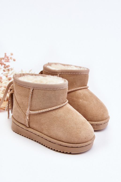 Caldi stivali invernali per bambini con frange beige Mikyla