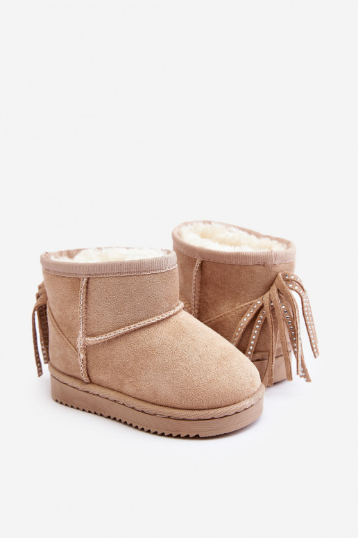 Caldi stivali invernali per bambini con frange beige Mikyla