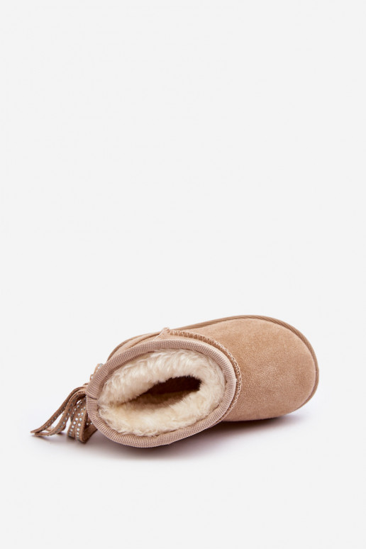 Caldi stivali invernali per bambini con frange beige Mikyla