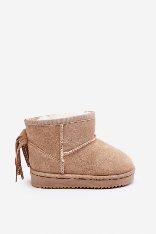 Caldi stivali invernali per bambini con frange beige Mikyla